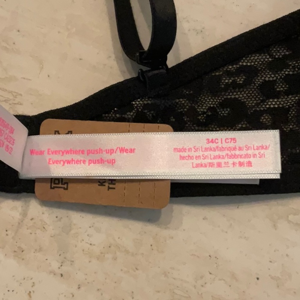 Victoria’s Secret Pink Push Up Padded Bra VS Wear Everywhere Size 34C New Black - Picture 7 of 16